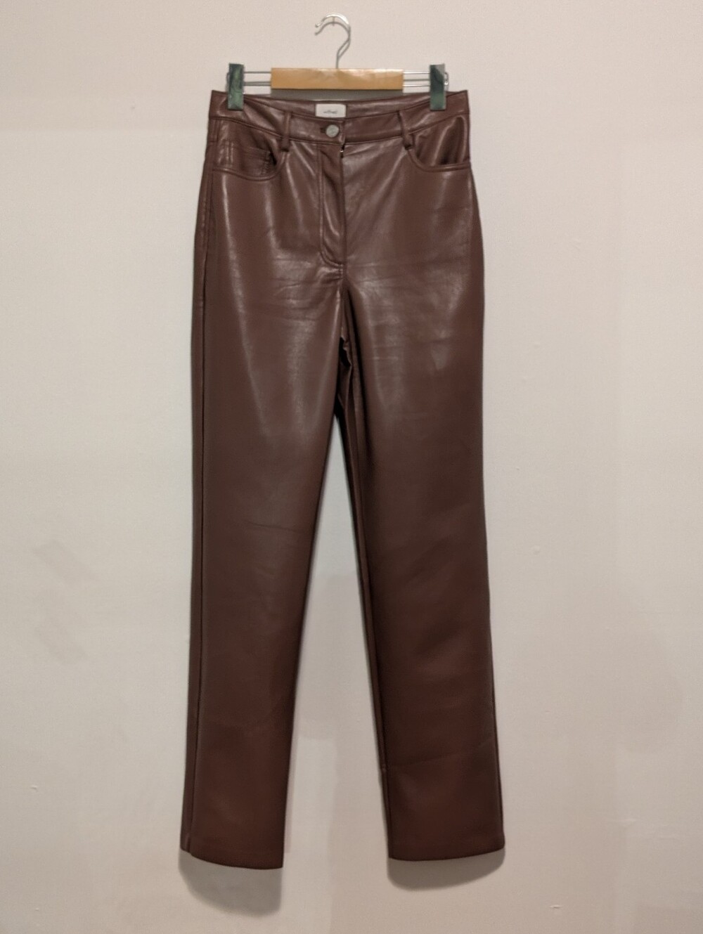 Wilfred Aritzia The Melina Vegan Leather Pants Brown Quiet Luxury Size 4